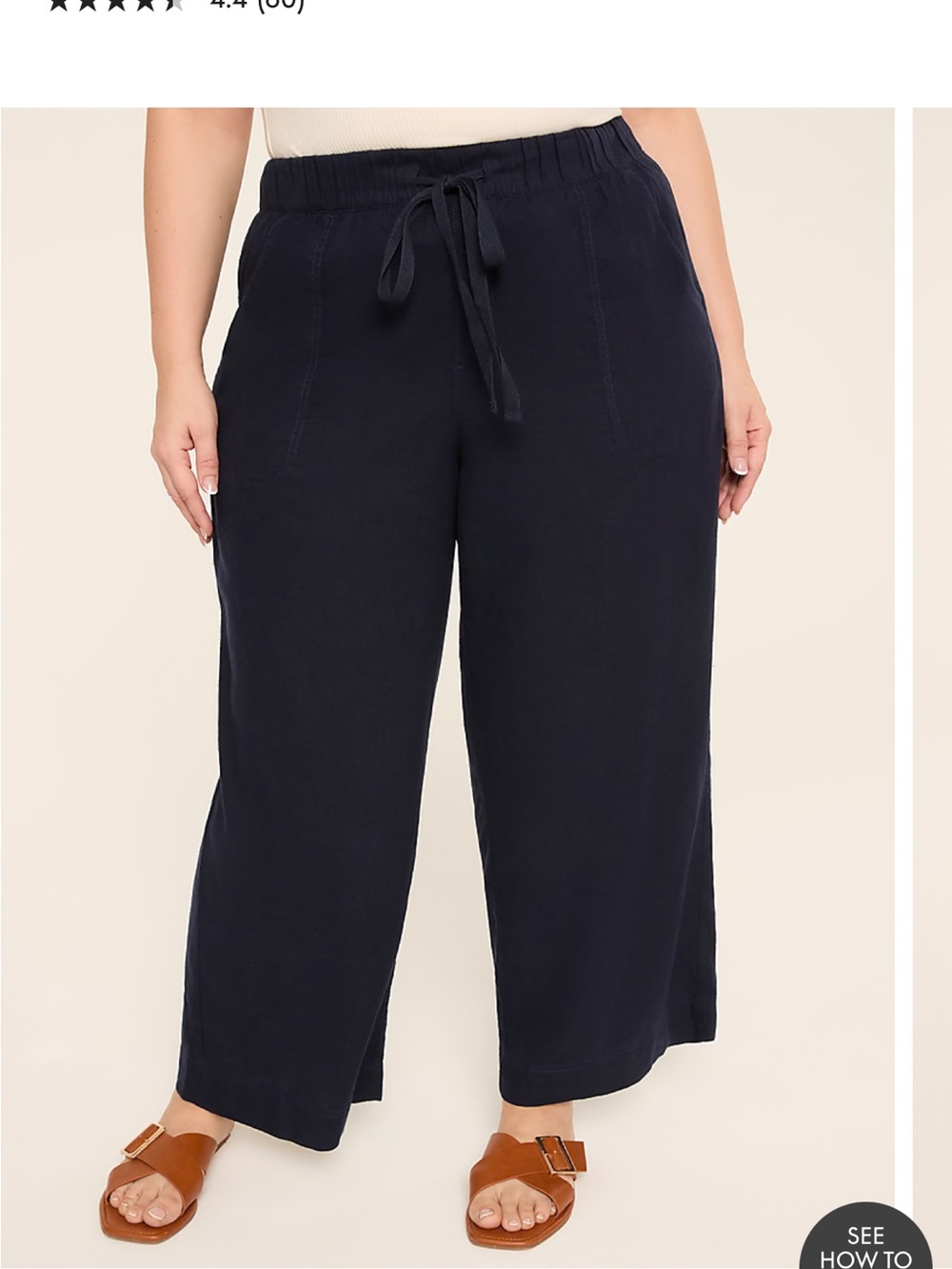 Lane Bryant Mid Rise Wide Leg Linen Blend Stretch Relaxed Pants Navy Size 24 NWT